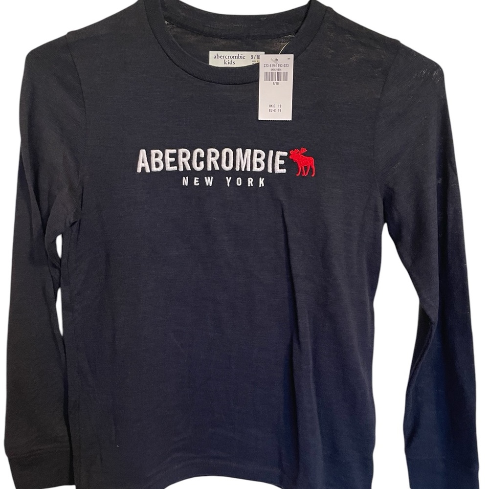 NWT Abercrombie Kids Blue Long Sleeve Tee Casual Crew Neck